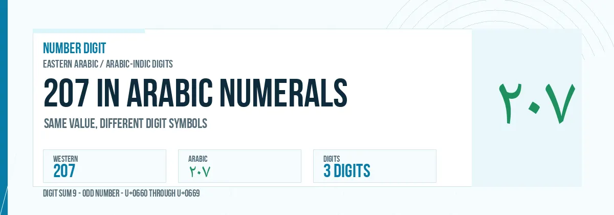 207 in Arabic numerals shown as ٢٠٧