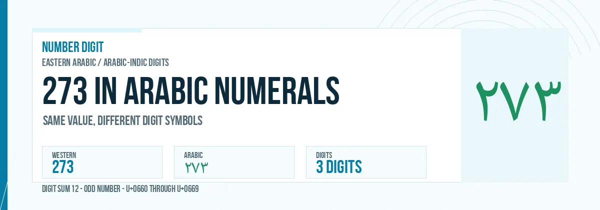 273 in Arabic numerals shown as ٢٧٣