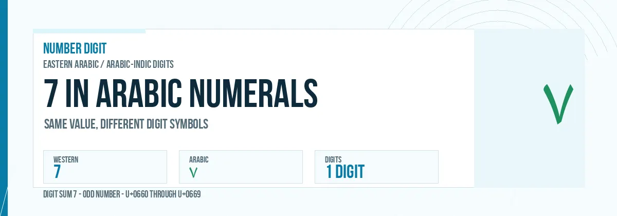 7 in Arabic numerals shown as ٧